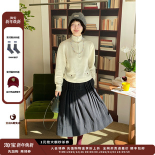 IMMI25AW细格纹软呢工字褶半裙MWEFWWSK1458X 设计师品牌 现货