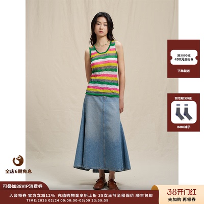 WHM25SS彩条压褶针织背心JULY