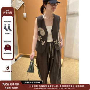 STONE 设计师品牌RAW 25AW麻质贴布绣马甲JULY 现货