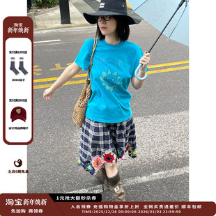 SENTENCE 设计师品牌SHORT 25PF钩针格纹半裙JULY 现货