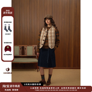 STONE 设计师品牌RAW 25AW微A牛仔编绳牛仔半裙JULY 现货