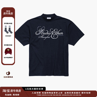 25AW ETHOR 设计师品牌 艺术字体烫钻T恤 现货