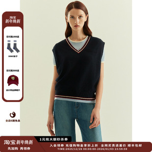 25AW Collection 设计师品牌Crush 羊绒条纹边背心JULY 现货