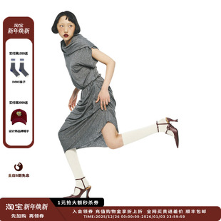 25PF 设计师品牌PUSHBUTTON 褶皱纯色连衣裙JULY 现货