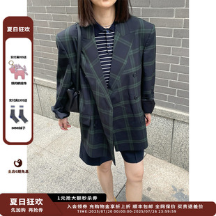外套 25SS格纹廓形西装 新品 JULY 设计师品牌ETHOR