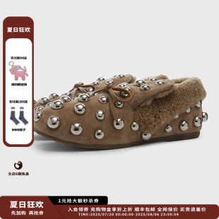 铆钉平底皮毛一体便鞋 24AW女式 新品 MWDFWTFT0489X IMMI
