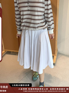 【现货】品牌IMMI 25SURPLUS厚衬衫布百褶半身裙MWESSWSK0428X