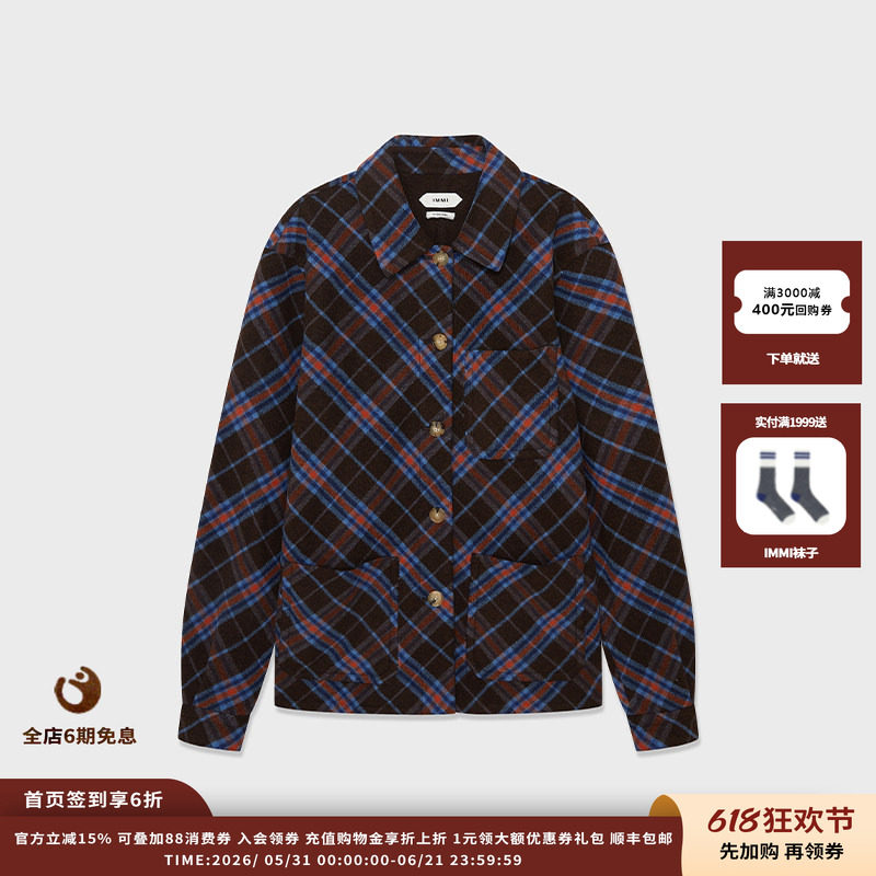 【现货】设计师品牌IMMI 25AW格纹双面呢衬衫式外套MWEFWWST1351X
