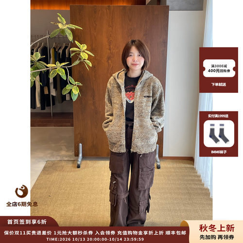 WE11DONE厚底刺绣拉链连帽衫