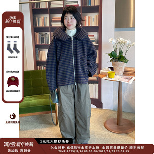 设计师品牌IMMI25AW格纹羊绒飞行枕领夹克MWEFWWJK0990A 现货