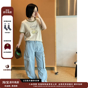 25SS农场宝宝亚麻拼色螺纹T恤 设计师品牌AUBRUINO JULY 现货