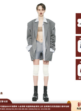 【现货】设计师品牌PUSHBUTTON 25PF 假两件拼接衬衫解构西装JULY