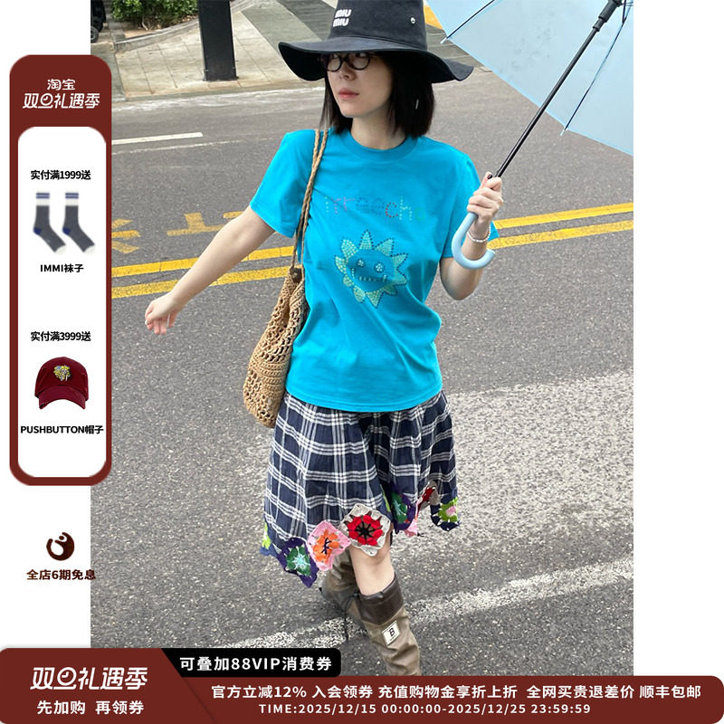 【现货】设计师品牌SHORT SENTENCE 25PF钩针格纹半裙JULY