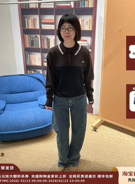 【现货】设计师品牌ETHOR 25AW拼接灰色polo针织长袖JULY