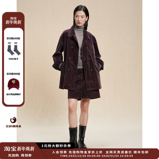 25AW 设计师品牌WHM 细条灯芯绒双排扣翻领夹克JULY 现货