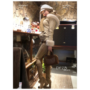 收腰外套&高腰9分烟管裤 DFZBstore 黄油小熊~软糯毛领连帽加长款