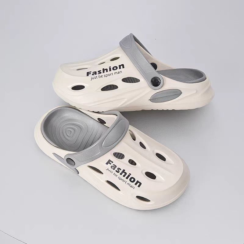 明芽新款洞洞鞋男夏包头户外沙滩鞋厚底海边开车运动防滑两穿男鞋