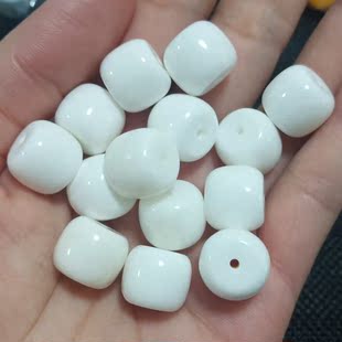 白贝壳老型鼓珠海南岛贝壳磨制桶珠散珠吊坠项手链佛珠手串配饰