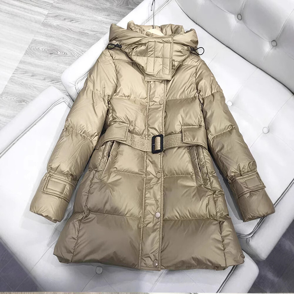 欧货高端羽绒服女中长款2024冬装新品收腰修身显瘦小个子大牌外套