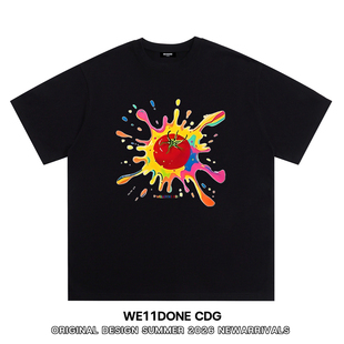 T恤男女 潮牌WELLDONE番茄印花重磅宽松纯棉短袖 WE11DONE CDG美式