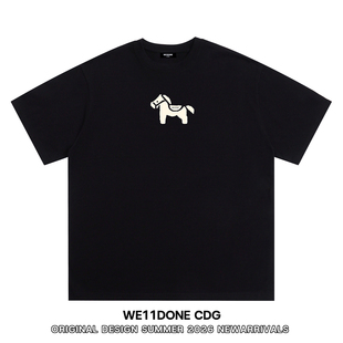 t恤 潮牌WELLDONE小马印花男女重磅宽松纯棉短袖 WE11DONE CDG美式