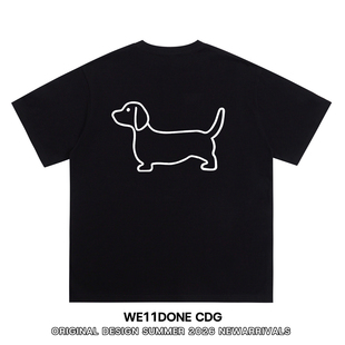 T恤男女 潮牌WELLDONE小狗印花重磅宽松纯棉短袖 WE11DONE CDG美式