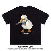 潮牌WELLDONE小鸭印花重磅宽松纯棉短袖 WE11DONE CDG美式 T恤男女