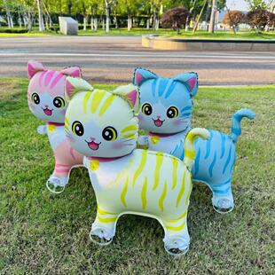 网红会走路卡通带轮猫咪气球生日派对六一儿童拍照道具装饰玩具