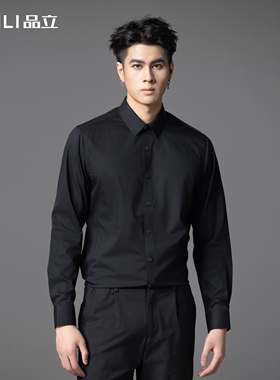 PINLI品立春季新款商务休闲修身长袖衬衫男士百搭三防衬衣潮