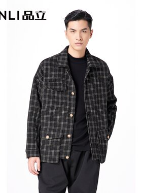 pinli品立春季新款男装格子夹克