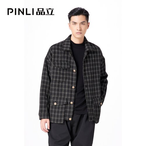 pinli品立春季新款男装格子夹克