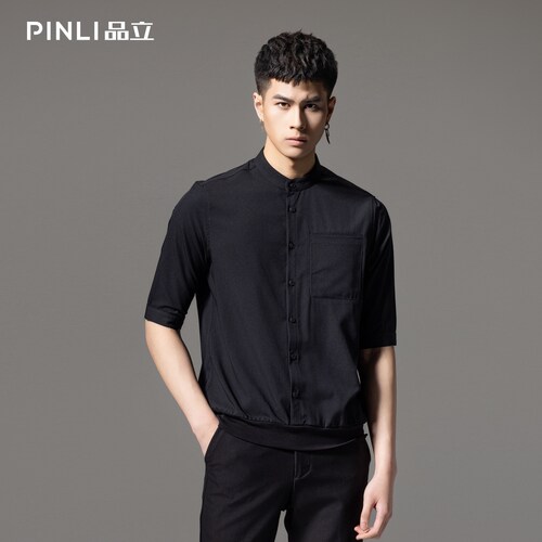 PINLI品立商务休闲五分半袖衬衫