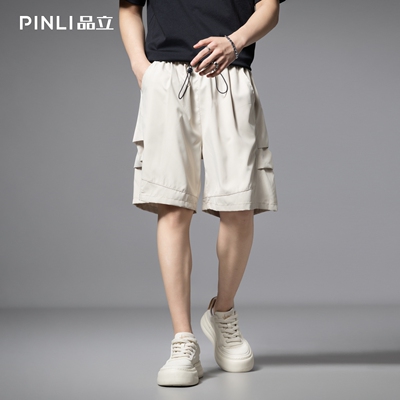 PINLI品立2026夏季新款男士宽松直筒休闲短裤五分裤潮GD252117424