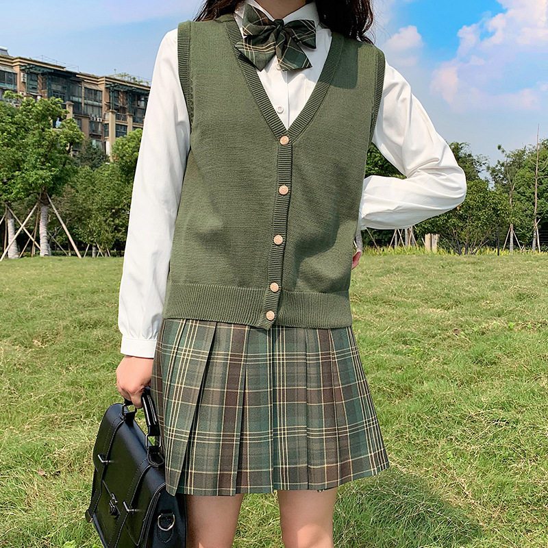森中律jk制服短裙领结日系清新高腰格纹半裙软妹百褶裙