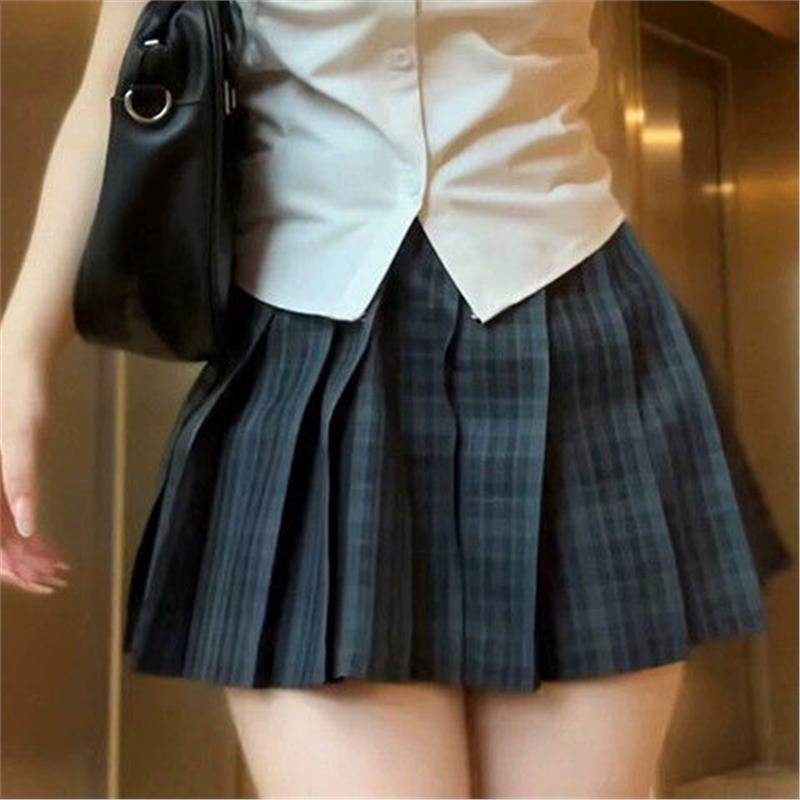 【深夜幻境】#海苔#墨绿格优等生JK制服格裙学院中长百褶裙半身裙