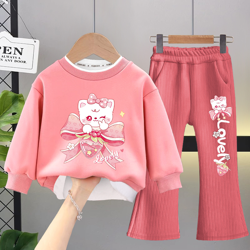 女童套装洋气秋装卫衣2025新款时髦小女孩喇叭裤春秋季儿童两件套