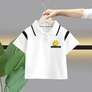 T恤夏季 潮酷印花翻领POLO衫 男童短袖 新款 上衣 中大童薄款 休闲半袖
