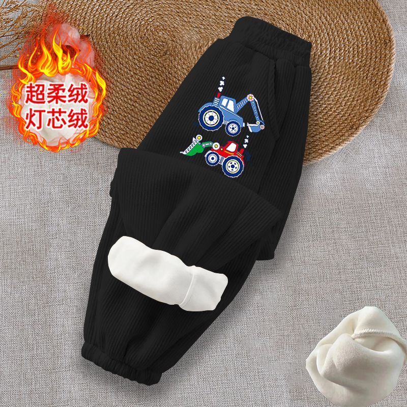 男童加绒裤子一体绒2025新款秋冬季宝宝灯芯绒裤儿童束脚裤童装潮