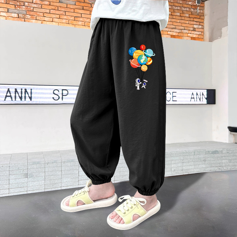 男童裤子夏薄款2025新款防蚊裤儿童夏装轻薄透气宽松酷帅束脚长裤