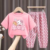 两件套时尚 休闲套装 洋气女宝宝夏装 T恤薄款 短袖 儿童衣服女童套装