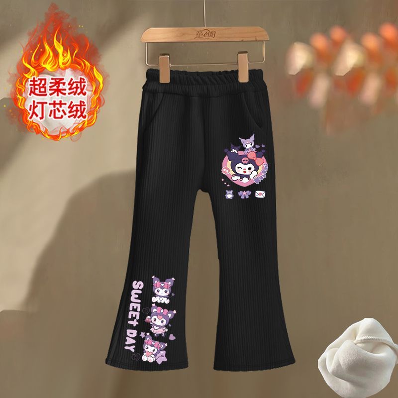 库洛米卡通儿童灯芯绒裤2025新款冬季保暖女童加绒裤子百搭休闲裤
