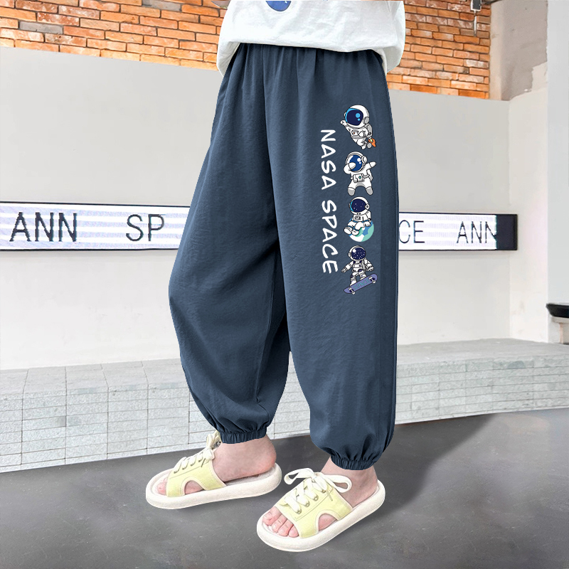 男童夏季薄款裤子2025新款洋气儿童透气休闲裤宝宝夏天防蚊裤长裤