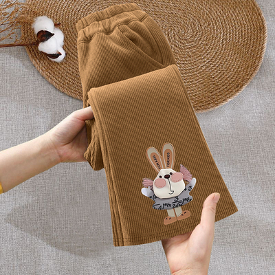 女童喇叭裤2025春秋新款中大童洋气修身灯芯绒裤儿童外穿微喇裤潮