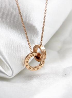 欧美时尚罗马数字吊坠钛钢锁骨链