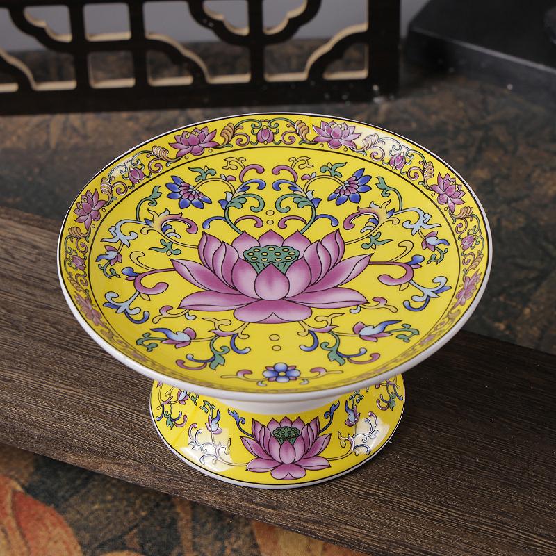 珐琅彩果盘供盘供佛陶瓷供奉盘