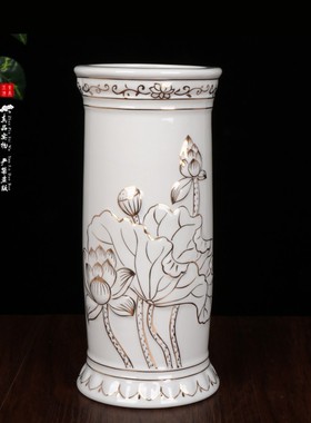 北京白色描金陶瓷浮雕佛具用品