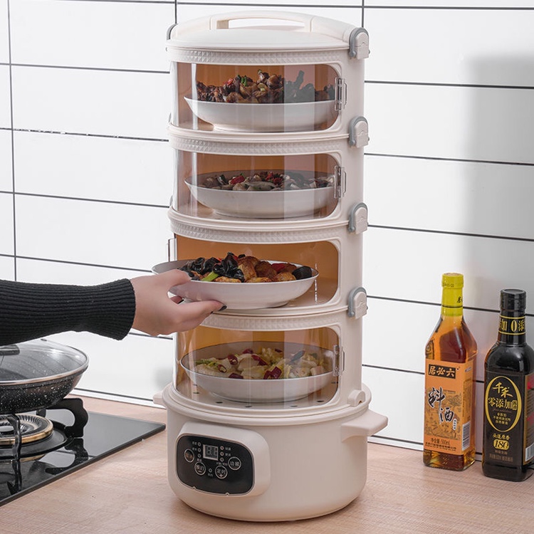 厨房收纳盒多层保温放菜收纳帮手新款加热架欣放碗菜罩剩菜置物架