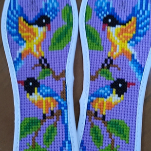 成品十字绣鞋垫新款加厚款喜庆不褪色带刺绣吸汗防臭花鸟图案随机