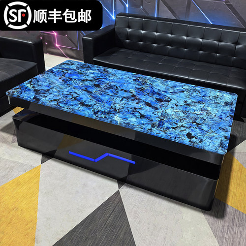 KTV茶几专用发光电奢石岩板大理石不锈钢钢化玻璃酒吧台发光桌子