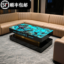 现货KTV茶几专用发光电奢石岩板大理石不锈钢钢化玻璃酒吧台桌子